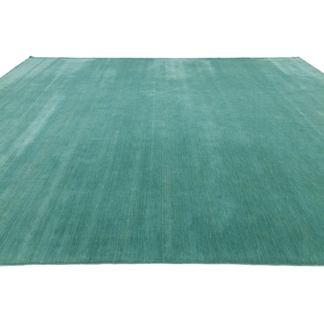 Apadana's Modern Gabbeh Hand-Loom Wool Area Rug in Deep Teal For Sale - Image 4 of 10
