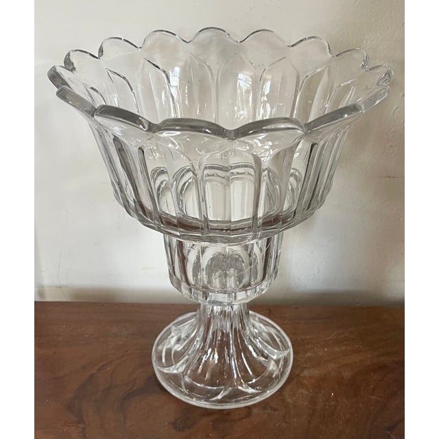 Large Antique 19th Century American Flint Glass Crystal Footed Centerpiece Fruit Bowl or Pineapple Stand For Sale - Image 10 of 12