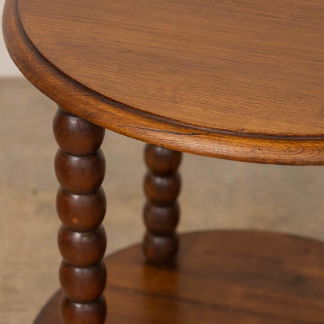 Brown 1940s French Bobbin Wood Two-Tier Side Table For Sale - Image 8 of 11