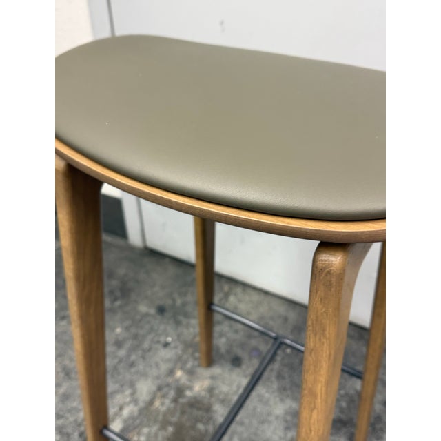 2020s Norr11 Ny11 Bar Stool Light Smoked Oak + Spectrum Autumn Leather Seat For Sale - Image 5 of 12