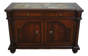 Maitland Smith Mahogany Stone Top Console Cabinet
