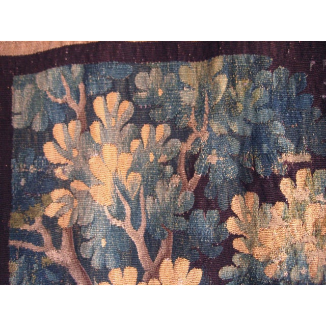 Green Mid 18th Century French Aubusson Verdure Tapestry Border With Two Crowns For Sale - Image 8 of 18