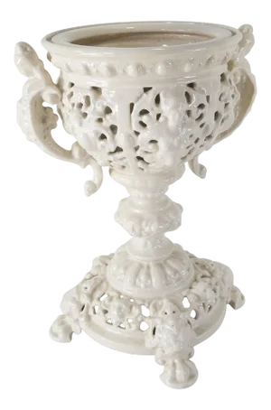 Italian Neoclassical White Ceramic Fern Planter