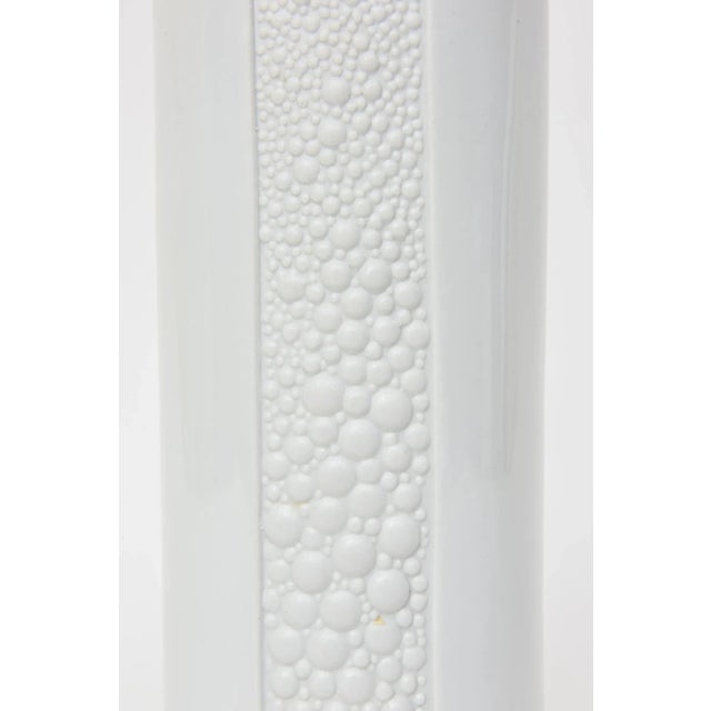 Vintage Signed White Ceramic Vase With Textural Pebbled Design For Sale - Image 4 of 11