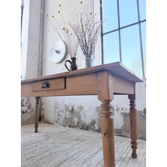 Cherrywood Farmhouse Bistro Table with Turned Legs, 1890s For Sale - Image 13 of 18