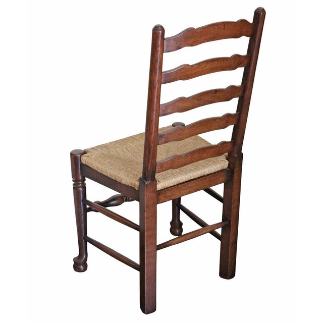 1970s Vintage Ladder-Back Dining Chairs with Wicker Seats, 1970, Set of 8 For Sale - Image 5 of 10
