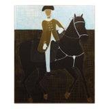Man on Horseback Oil Painting, Large Equestrian Portrait For Sale