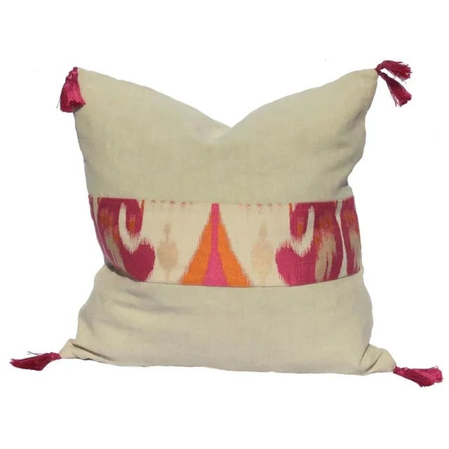 Contemporary Ikat Jacquard and Linen Pillow by Katrin Herden for Sohil Design For Sale - Image 3 of 3