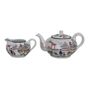 Japan Hand Painted Nippon Style Teapot and Creamer Set