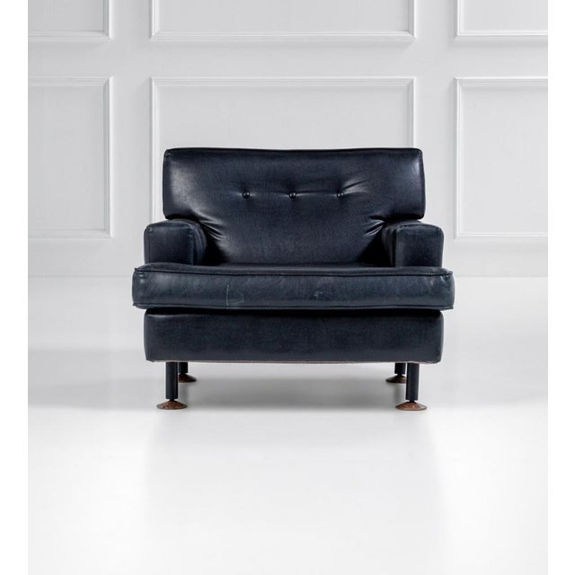 Vintage Club Chair in Black Leather by Marco Zanuso for Arflex, in Very Good conditions. Designed 1960 to 1969 I have...