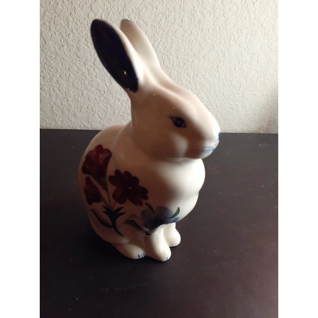 Contemporary 1970s Handpainted Ceramic Bunny Figurine Likely Made in Italy For Sale - Image 3 of 8