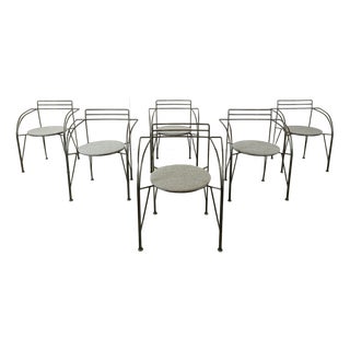 Vintage Italian Dining Chairs with Armrests, 1980s, Set of 6 For Sale