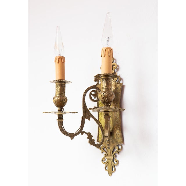 Vintage French Bronze Wall Lights, 1940s, Set of 2 For Sale - Image 4 of 9