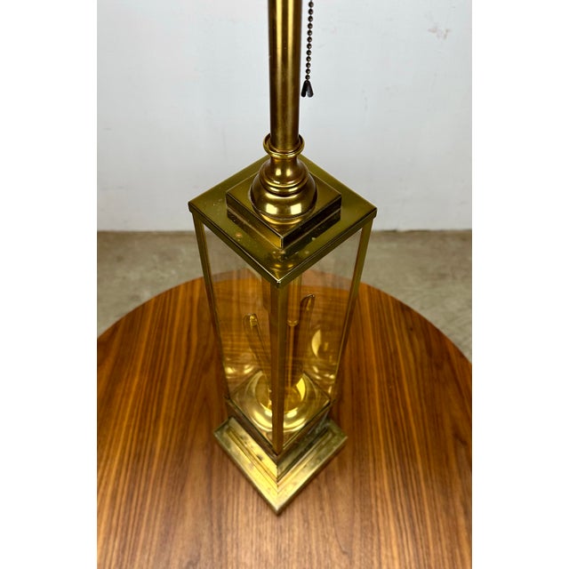 Brass 1970’s Brass Cattails, Glass and Marble Modernist Table Lamp For Sale - Image 8 of 12