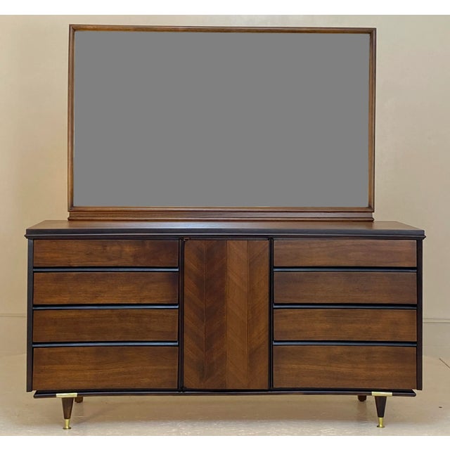 Exceptional piece by Unagusta. Dresser and Mirror come together. 64.5" wide, 32.5" tall and 21.25" deep. The mirror is...