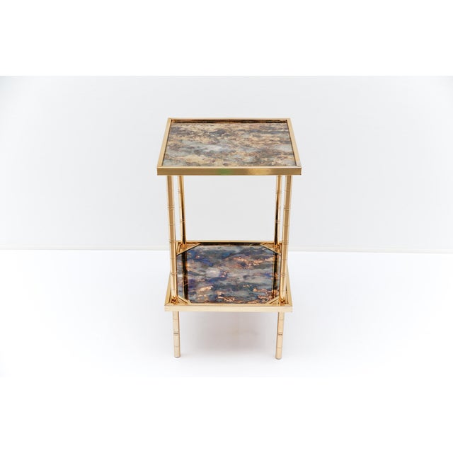 Hollywood Regency Italian Hollywood Regency Brass and Bamboo Side Table, 1960s For Sale - Image 3 of 9