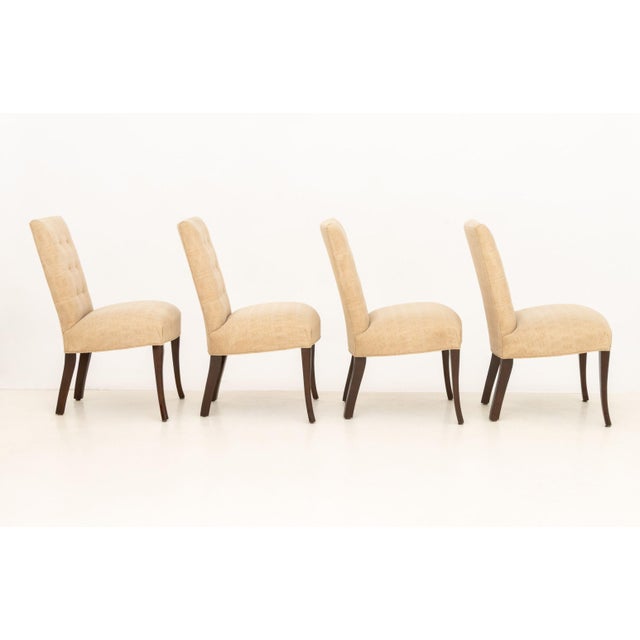 Set of Eight John Boone Tufted Beige Fabric Upholstered Dining Chairs For Sale - Image 11 of 17