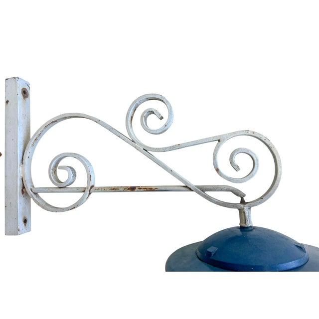 Caged Outdoor Wall Lantern Light with Scroll Bracket, 1960s For Sale - Image 11 of 12
