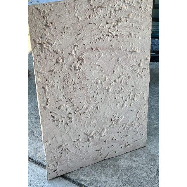 Vintage Plaster Faux Coral Geometric Table Pedestals - Pair For Sale - Image 12 of 14