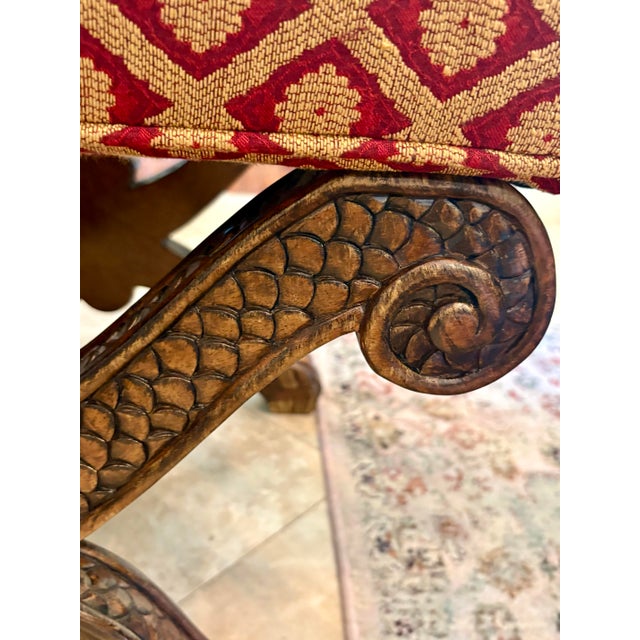 Traditional Vintage Carved Claw Footed Bassett Ottoman For Sale - Image 3 of 12