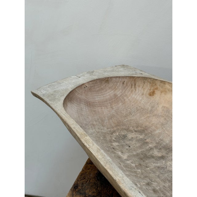 XL Antique Sculptural Wooden Hand Carved Dough Bowl For Sale - Image 9 of 12