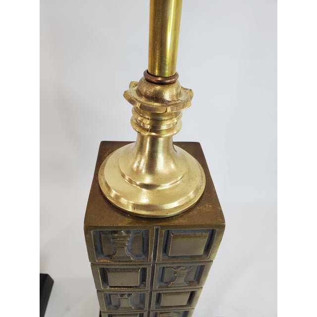 1960s Pair Brass Chess Piece Table Lamps by Laurel Lamp Company 1960s For Sale - Image 5 of 11