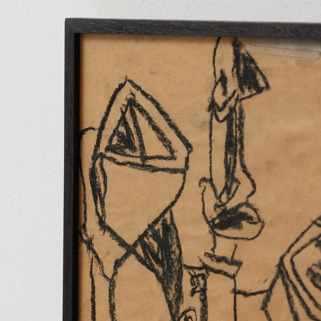 Vastian, Cubist Still Life, Drawing in Black Charcoal, Framed For Sale - Image 13 of 14