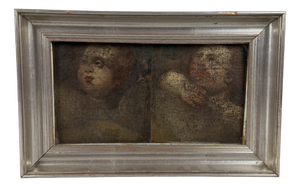 Faces of Angels and Putti, 1800s, Oil on Canvas, Framed