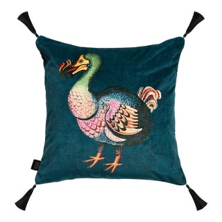 House of Hackney Dodo Medium Tassel Velvet Cushion - Petrol For Sale