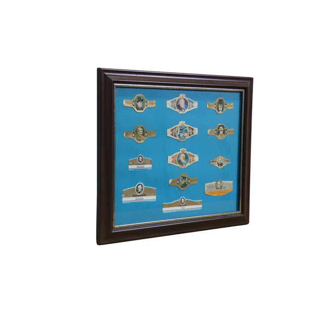 Mid-Century Modern Mid 20th Century Winston Churchill Framed Tobacco Advertising Cigar Band Smoking Ephemera 13" For Sale - Image 3 of 12