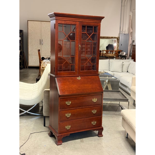 Brown Vintage Jasper Cabinet Co. Secretary Desk + Hutch For Sale - Image 8 of 12