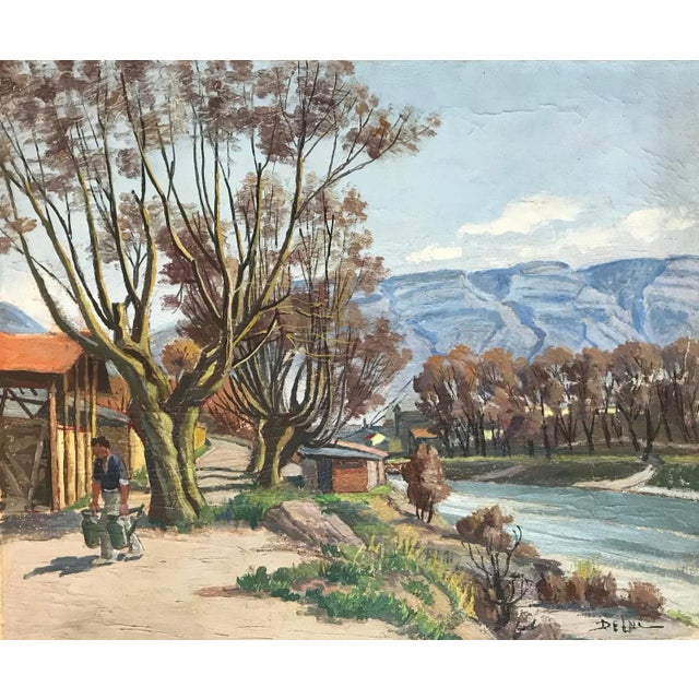 John Henri Deluc, Man at the River, Oil on Canvas For Sale - Image 8 of 8