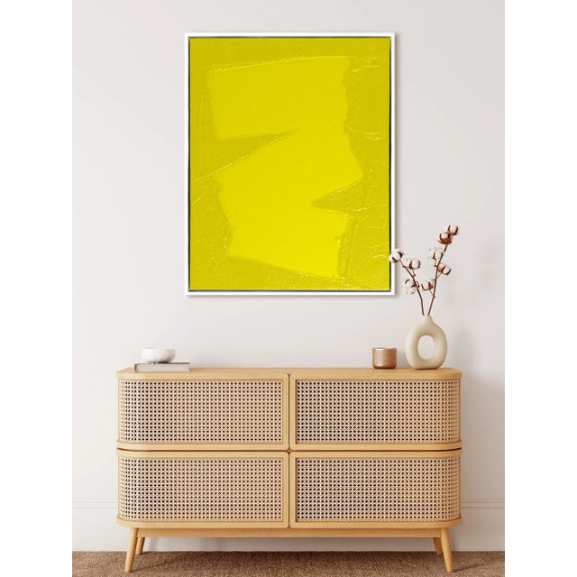 Modern Yellow Free Form I by The Holly Collective, Textured Art Print in White Frame, Large For Sale - Image 3 of 4