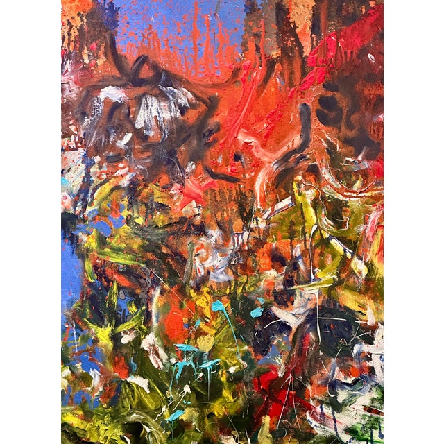 Mid 20th Century Monumental Abstract Mid Century Modern Oil Painting Vintage For Sale - Image 4 of 7