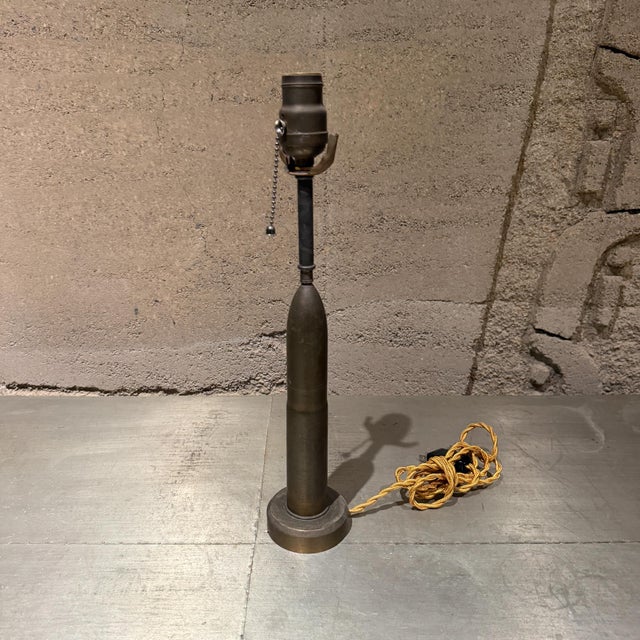 Mid-Century Modern Patinated Bronze Bullet Table Lamp, 1960s Design For Sale - Image 10 of 10