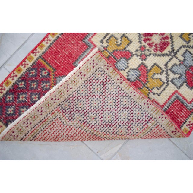 Hand Knotted Low Pile Turkish Small Rug Entry Decor, Bath Mat - 19'' X 38'' For Sale - Image 14 of 14