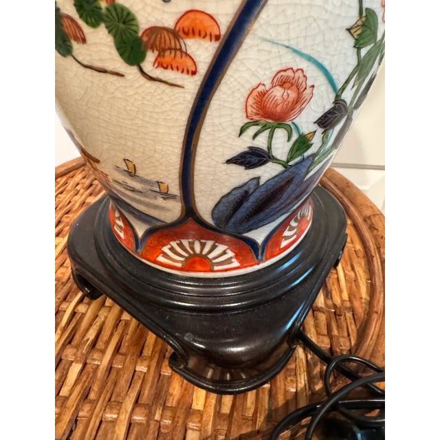 Ivory Vintage Wildwood Asian Imari Style Porcelain Table Lamp For Sale - Image 8 of 11