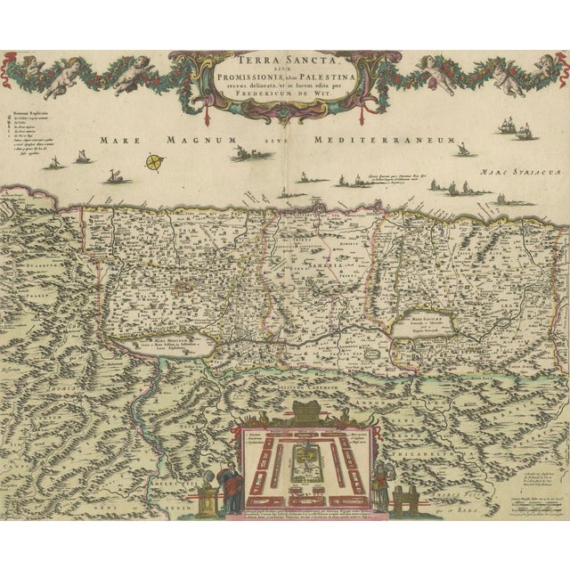Map of Palestine by Frederic De Wit, 1670 For Sale - Image 3 of 13