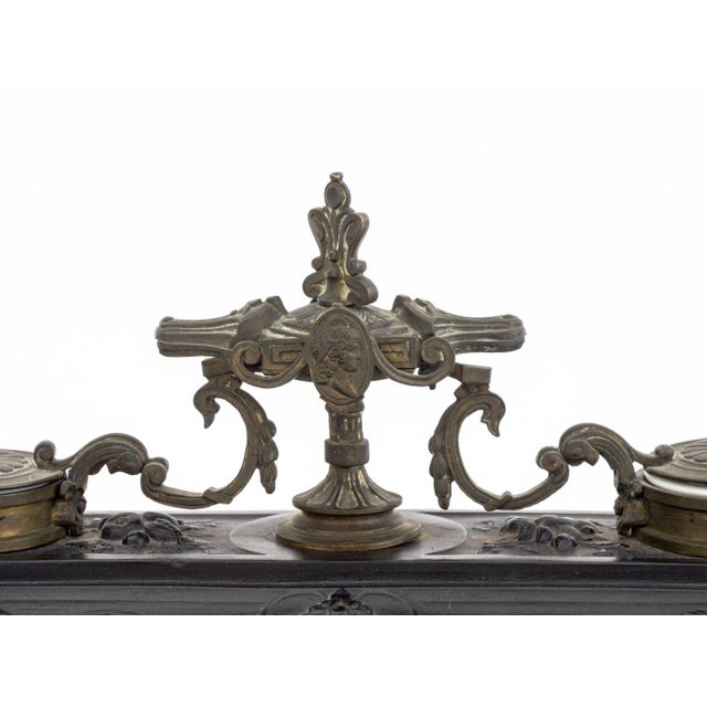 Louis XV Style Pewter Mounted Double Inkwell Stand For Sale - Image 4 of 10