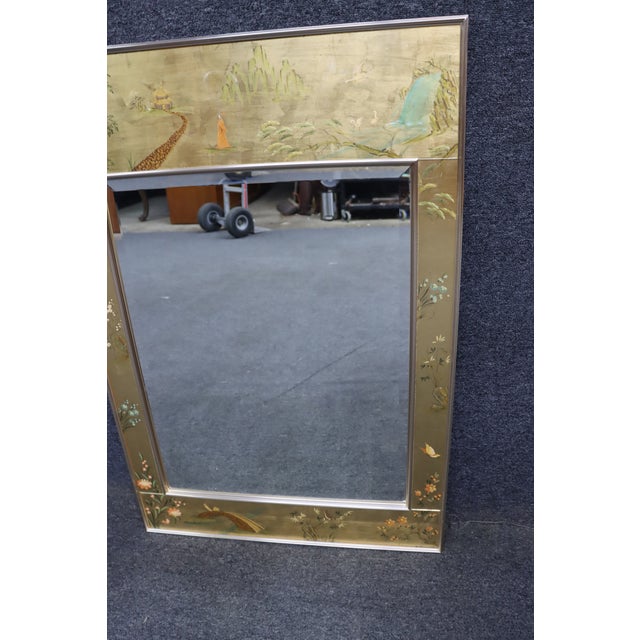 Chinoiserie LaBarge Chinoiserie Painted Wall Mirror For Sale - Image 3 of 12