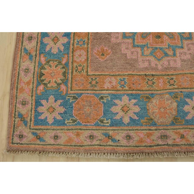 Kazak Runner 2’8” X 7’9” Pink Wool Tribal Hand-Knotted Oriental Rug For Sale - Image 9 of 12