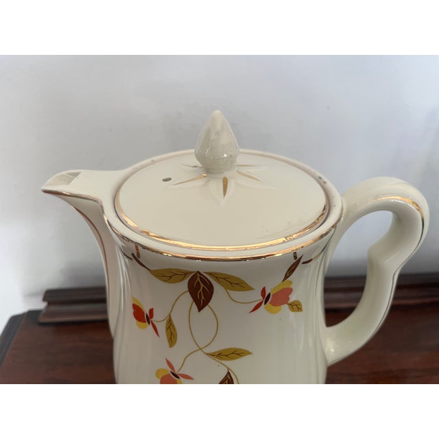 1940s Vintage Hall China Jewel Tea Autumn Leaf Covered Coffee Pot, Mary Dunbar, Circa 1940s For Sale - Image 5 of 8