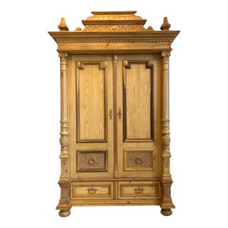 Wilhelminian Style Pine Wardrobe For Sale