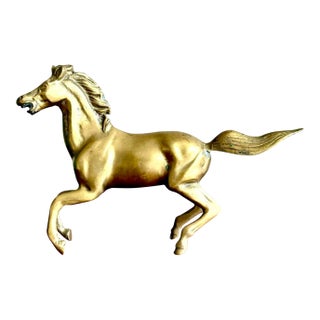 Vintage Boho Brass Running Horse Sculpture For Sale