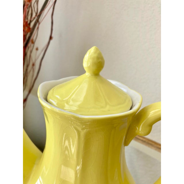 Circa 1960 Federalist Pattern No. 4236 Ironstone Lemon Yellow Coffee Service Set - Set of 3 For Sale - Image 10 of 13