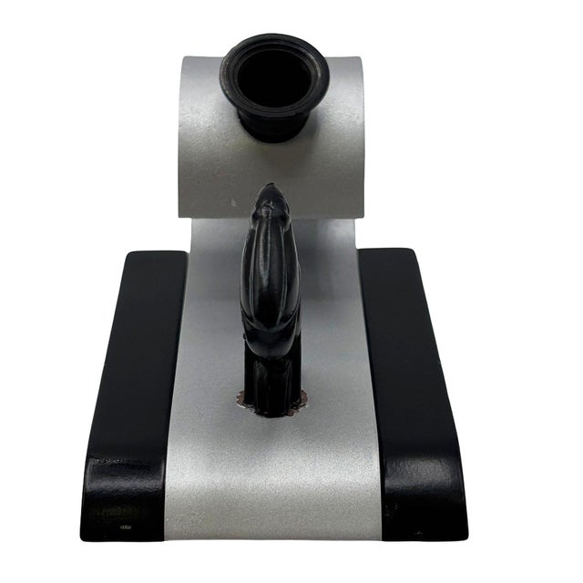 1930s Streamline Art Deco Chrome & Iron Pelican Fountain Pen Holder by Esterbrook For Sale - Image 9 of 13