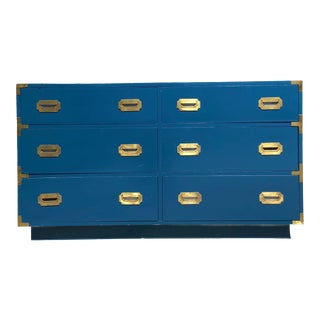Dixie Campaigner Blue Lowboy Dresser For Sale