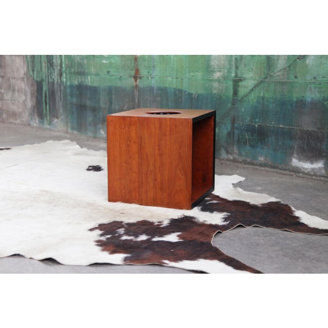 1980s Danish Modern Gentry 86 Peter Hvidt Style Teak Cube Base Glass Table For Sale - Image 14 of 16