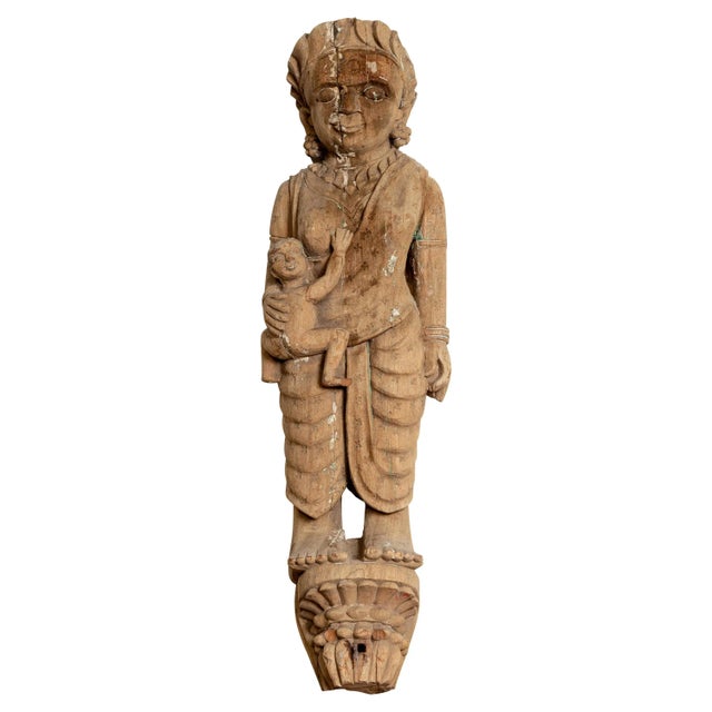 Hand Carved Indian Temple Carving Statue from Gujarat Depicting Mother and Child For Sale - Image 13 of 13