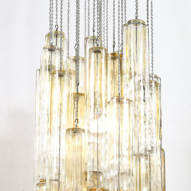 Mid-Century Large Muted Citrine Calza Glass Chandelier Signed Venini For Sale In New York - Image 6 of 18